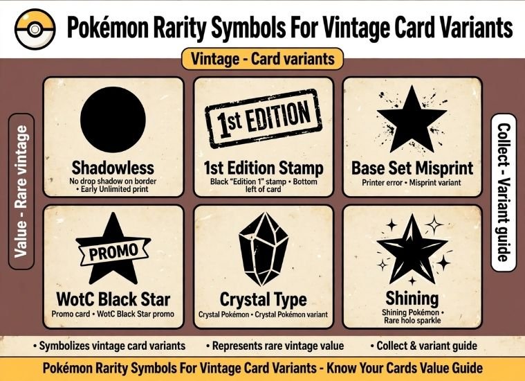 Pokémon Rarity Symbols For Vintage Card Variants