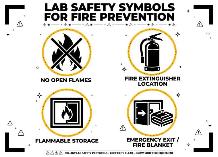 Lab Safety Symbols For Fire Prevention