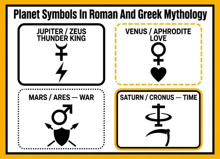 Planet Symbols In Roman And Greek Mythology